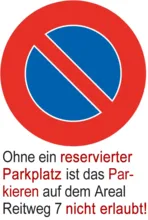 Parkieren nur mit Reservation - Ohne Reservation benutzen Sie bitte das Parkhaus (250m) - Consulting Company für Coaching, Teamcoaching, Beratung, Mentoring, Mental, Sparring - Workshops - The Good Solution GmbH - www.the-good-solution.com